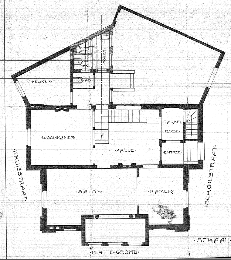 Plattegrond uit 1918, begane grond (verbouwing ten behoeve van kantoor Brederode).