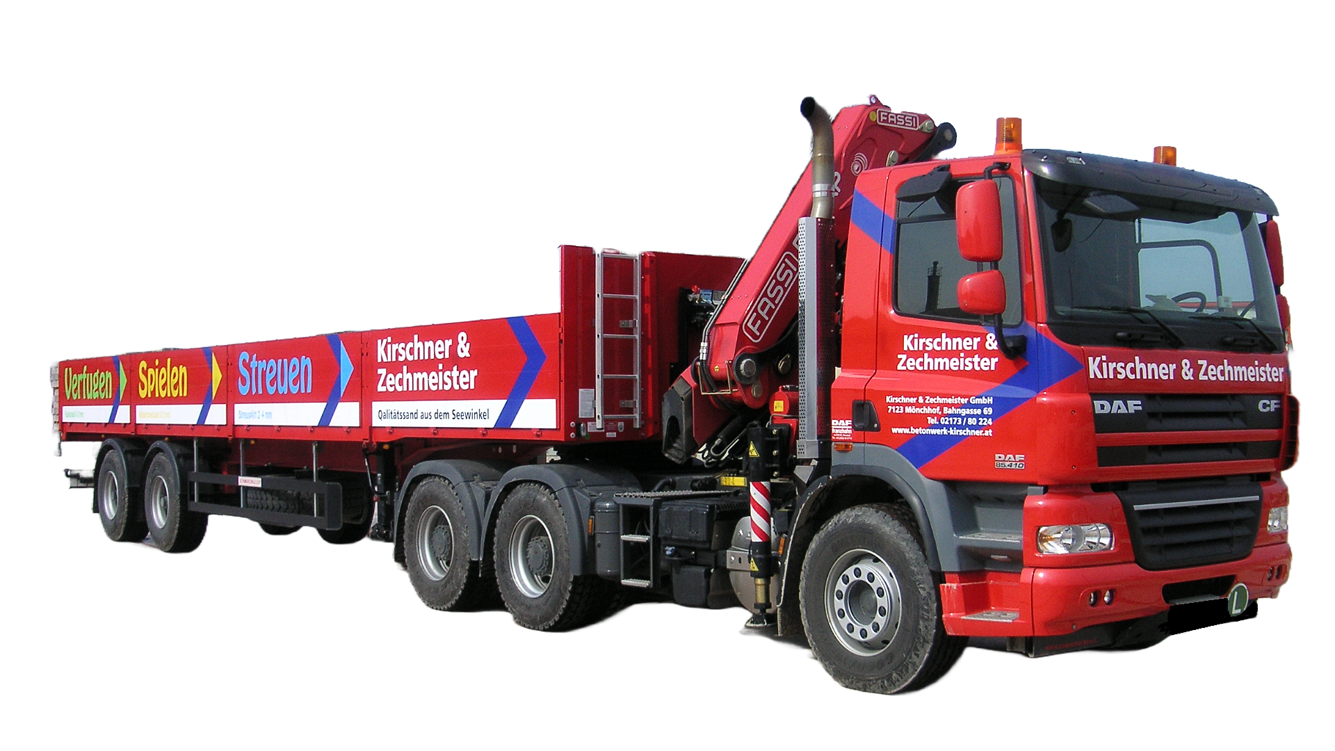 FASSI Reichweite max. 18,8 Meter / Länge 15m (Ladefläche 10m), Breite 2,55m, Höhe 3,80m