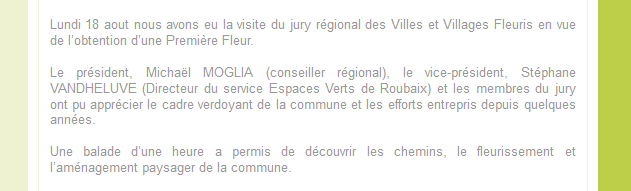 Actualité du site Web de Vendegies sur Ecaillon