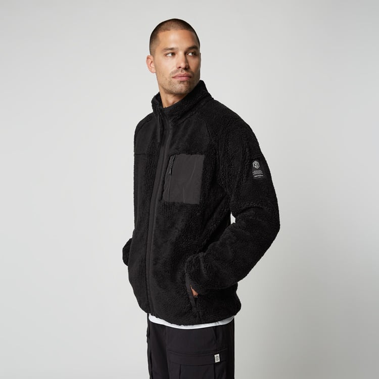 Mystic DTS Teddy Zip Thru Sweat Black im ONLINESHOP bei WindSucht