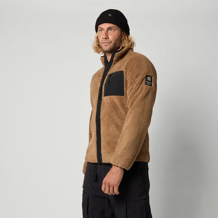 Mystic DTS Teddy Zip thru Sweat Slate Brown bei WindSucht