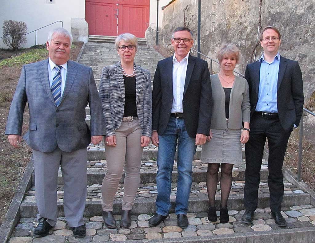 Vorstand 2019: Ueli Widmer (Kassier), Gabi Striffler, Urs Bachmann (Präsident), Karin Elsasser, Markus Merz