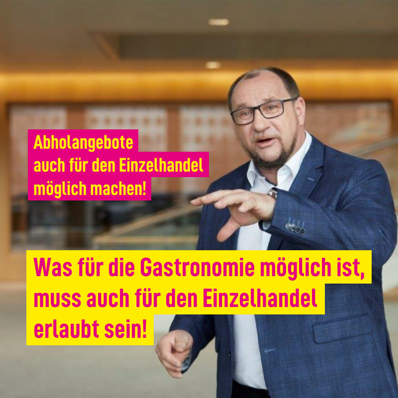 Die Landesregierung verbietet ein Abholangebot im Einzelhandel!