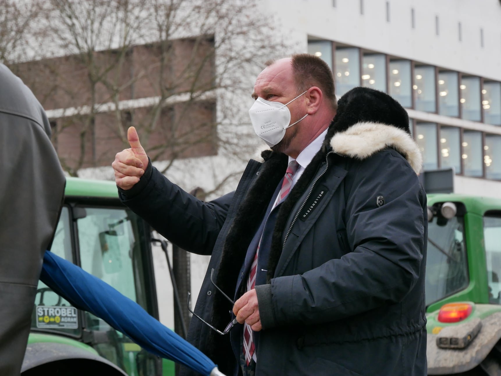 Traktordemo in Stuttgart.