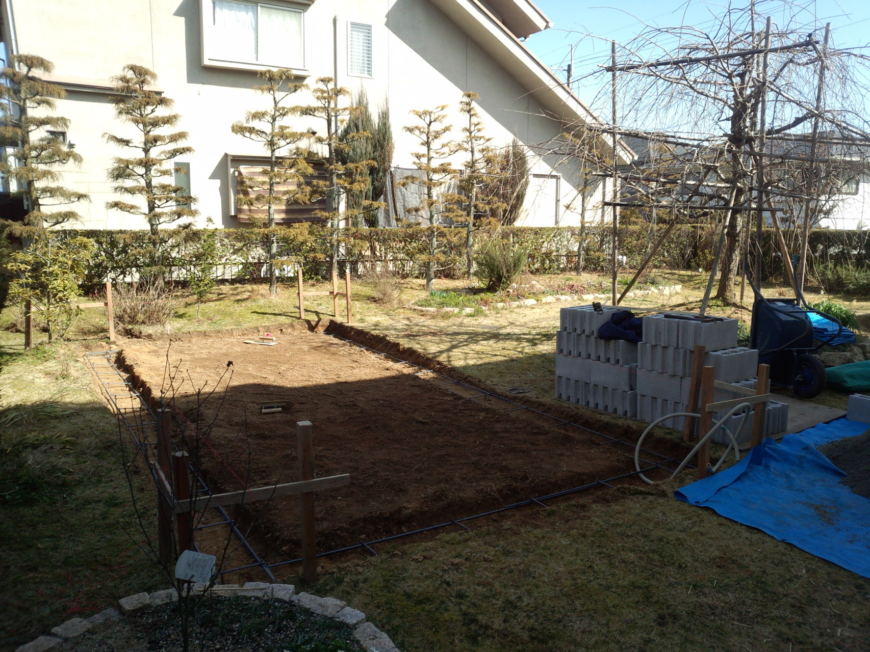 基礎工事（鉄筋組）　温室新築工事＠奈良県北葛城郡広陵町