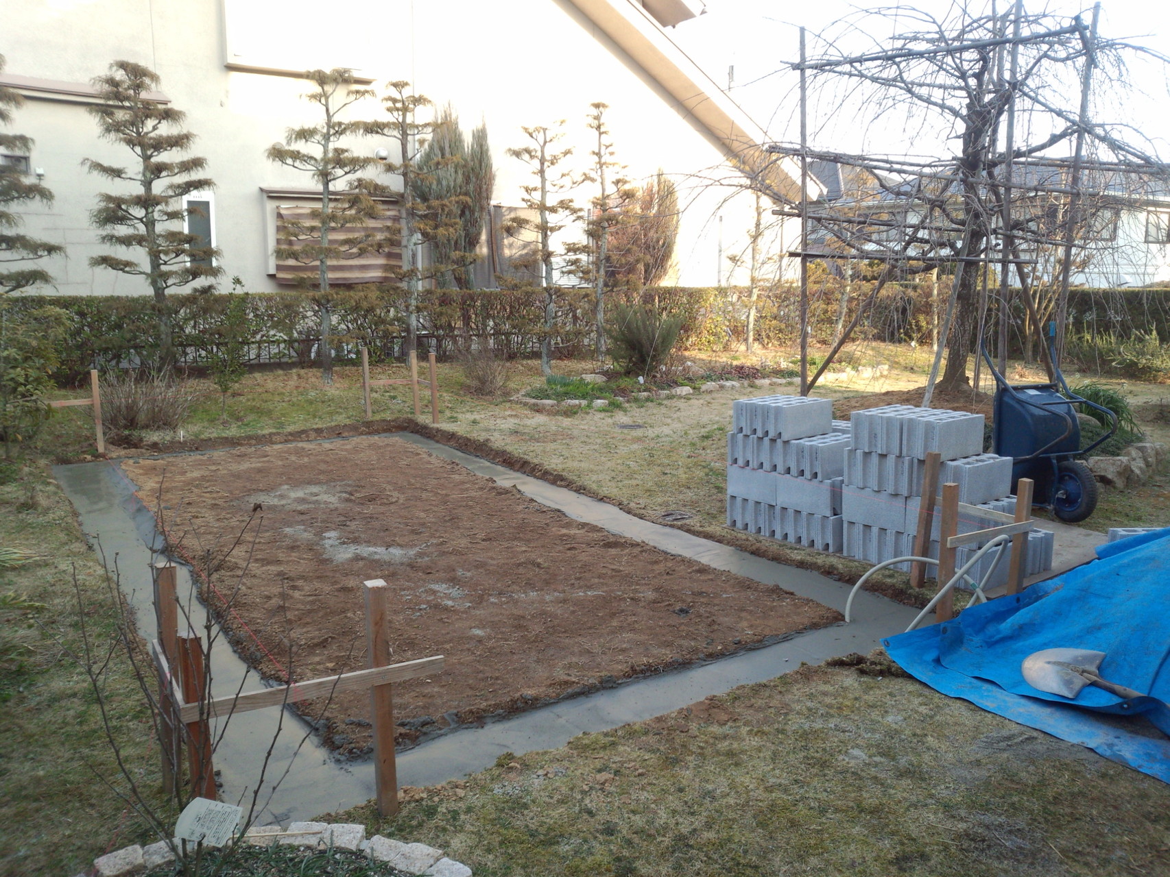 基礎工事（コンクリート）　温室新築工事＠奈良県北葛城郡広陵町