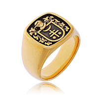 Wappenring in Rotgold, Klassik-Antik From mit Wappen von Kunde.