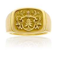 Wappenring in Gelbgold, Form und Wappen auf Kundenwunsch