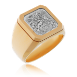 Moderner Siegelring in Rotgold mit persönlichem Siegel. Männerschmuck kaufen in Zürich bei der Goldschmiede OBSESSION.