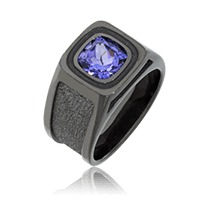 Wappenring mit Saphir in geschwärztem Weissgold