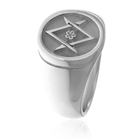 Siegelring mit Logo in Silber, ovale Form mit Logo-Motiv auf Kundenwunsch