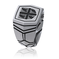 Siegelring Transformer in Edelstahl mit persönlichen Wappen