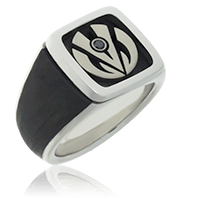 Wappenring mit Monogramm in Carbon und Weissgold