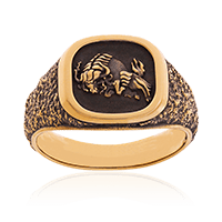 Wappenring mit Firmen-Logo in Rotgold