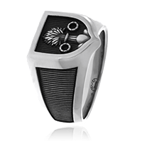 Wappenring in Schildform mit Wappen-Motiv in Weissgold