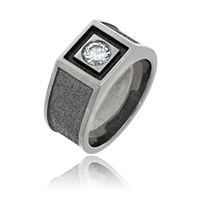 Wappenring mit Diamant in Weissgold