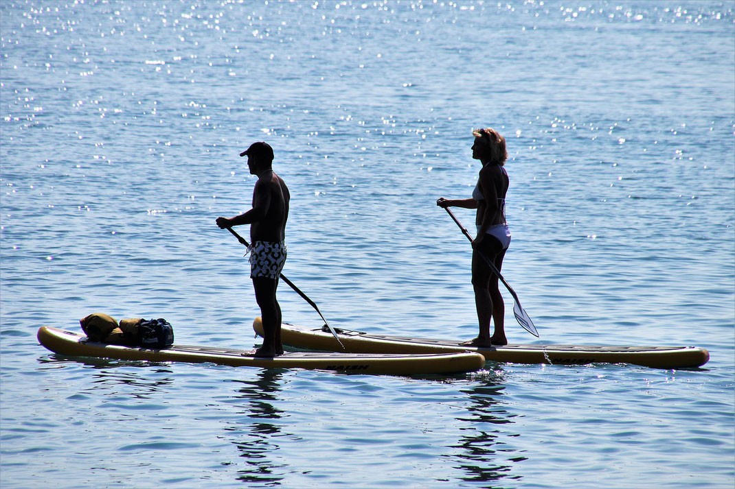 camping devant lac de Biscarrosse avec activité paddle sur place