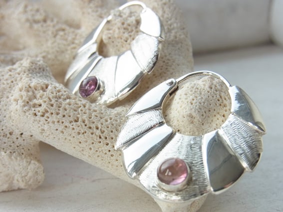 Kreolen rosa Turmalin Silber hochwertig