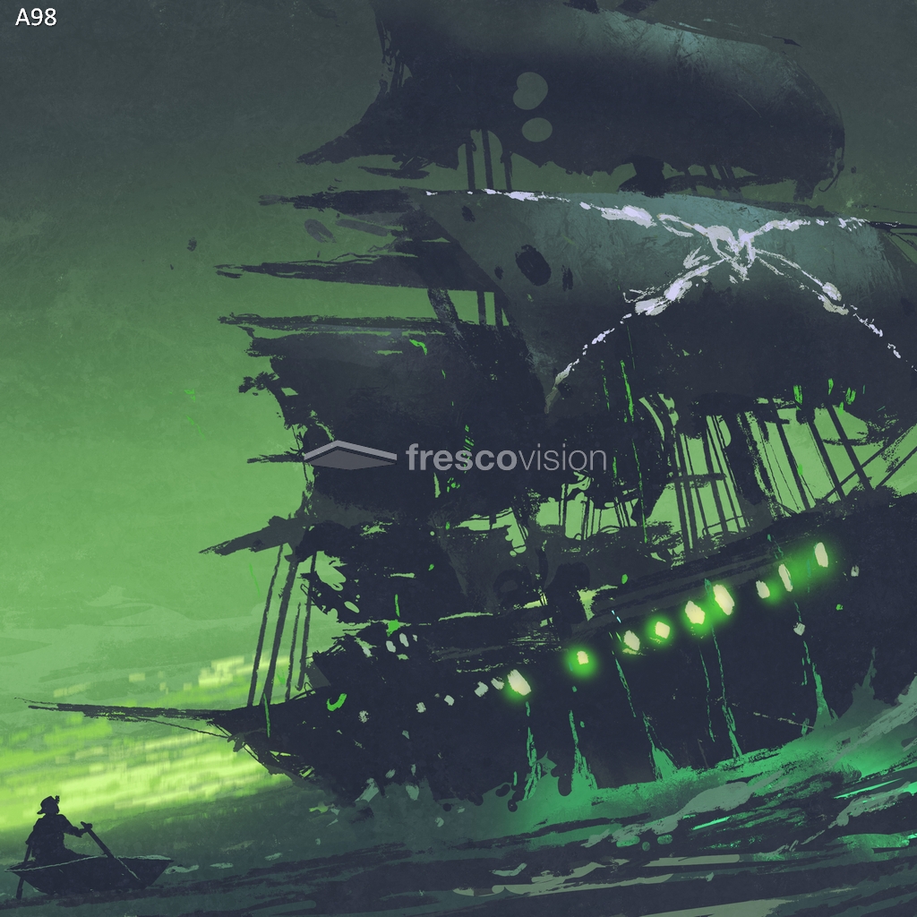 LED-Aquarienrückwand mit Segelschiff