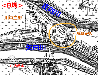 明治26年の旧版地図に加筆, [ウェブで過去の地形図や空中写真を見る]より