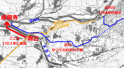 明治26年の旧版地図に加筆, [ウェブで過去の地形図や空中写真を見る]より