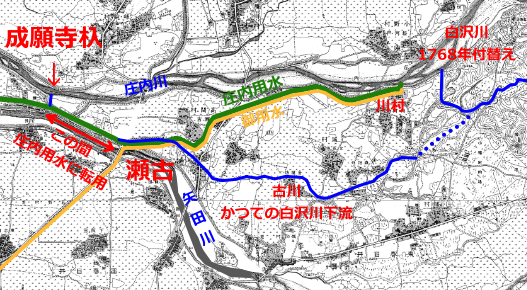 明治26年の旧版地図に加筆, [ウェブで過去の地形図や空中写真を見る]より