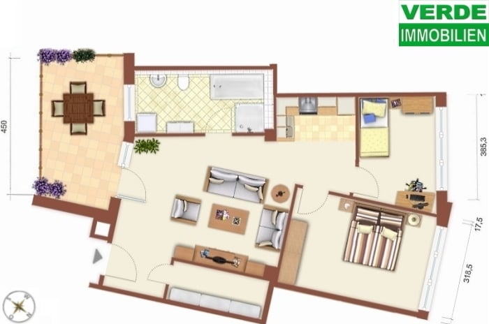 Grundrissplan 3 Zimmer-Wohnung