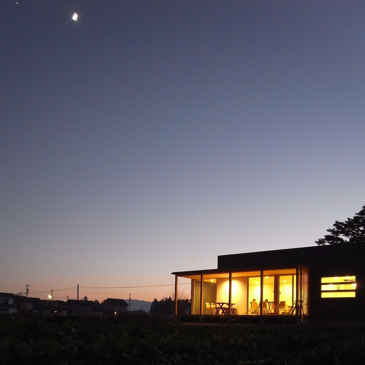 (旧)CAFE VALO・(現)安曇野Cafe氷室－外観夕景