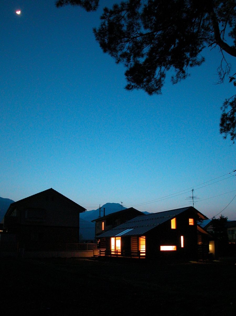 穂高有明の家Ⅲ(安曇野市)-外観夜景