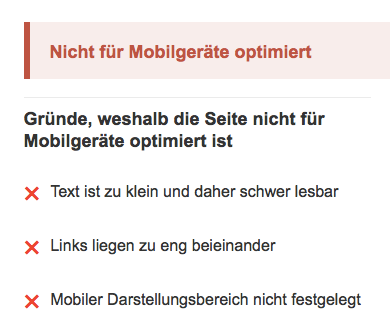 nicht für Mobilgeräte optimiert