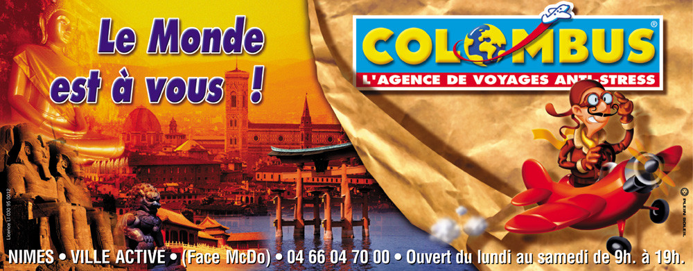 Affiche : Illustration mixte + Photoshop / Plein Soleil / Colombus • © Christophe HOULES, illustrateur