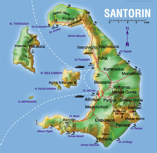 Santorin • Création carte touristique / Édition : Les Créations du Pélican • © recreacom.fr - Studio de création Christophe Houlès