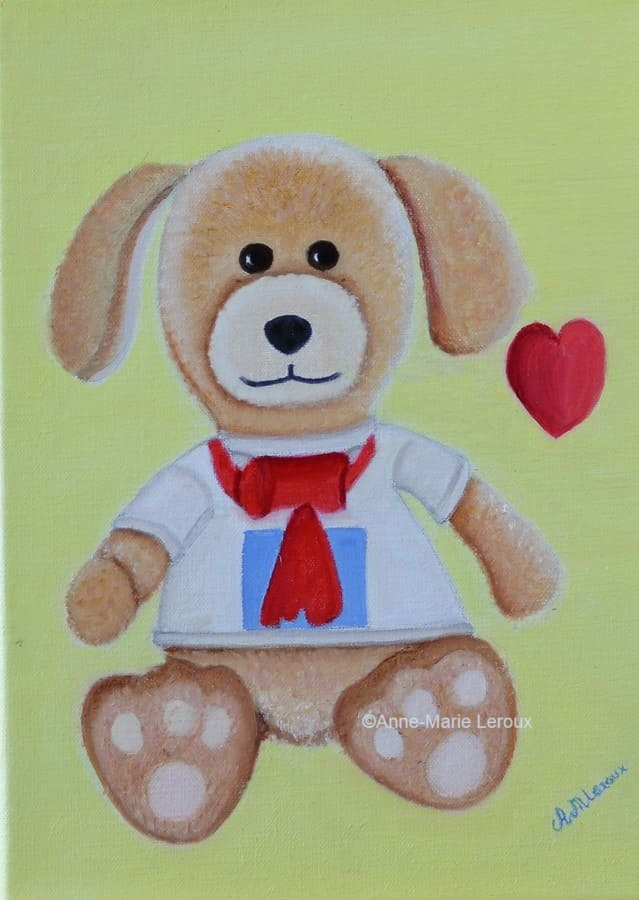 Nounours en peinture à l'huile.