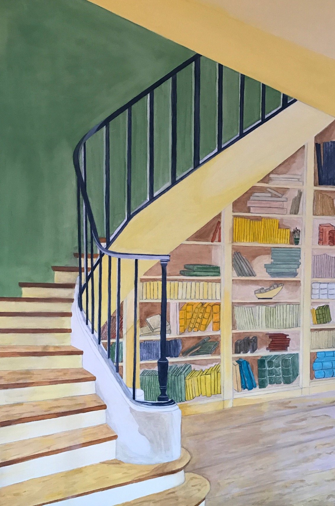 Biblioteca estate; Sommer-Bibliothek; 120 x 80 cm; pittura ad olio/Ölbild