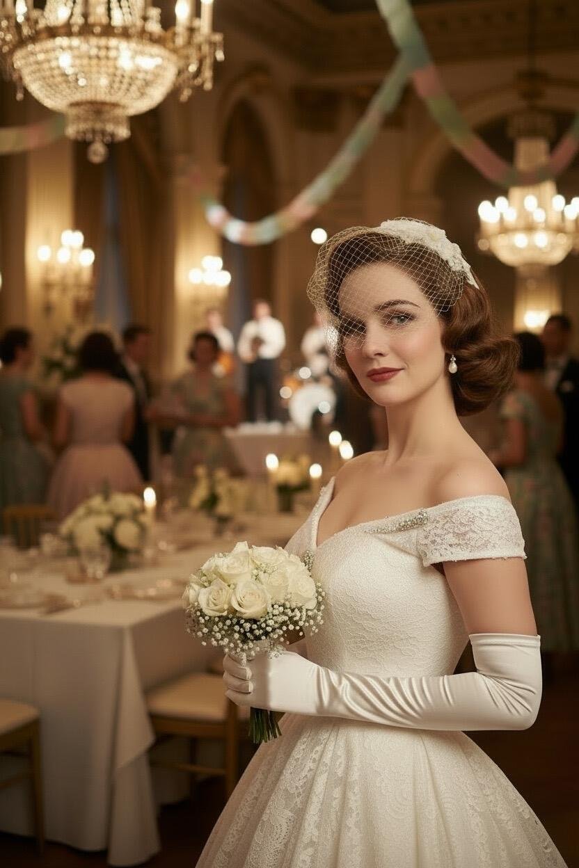 hochzeit handschuhe creme vintagemode retromode 