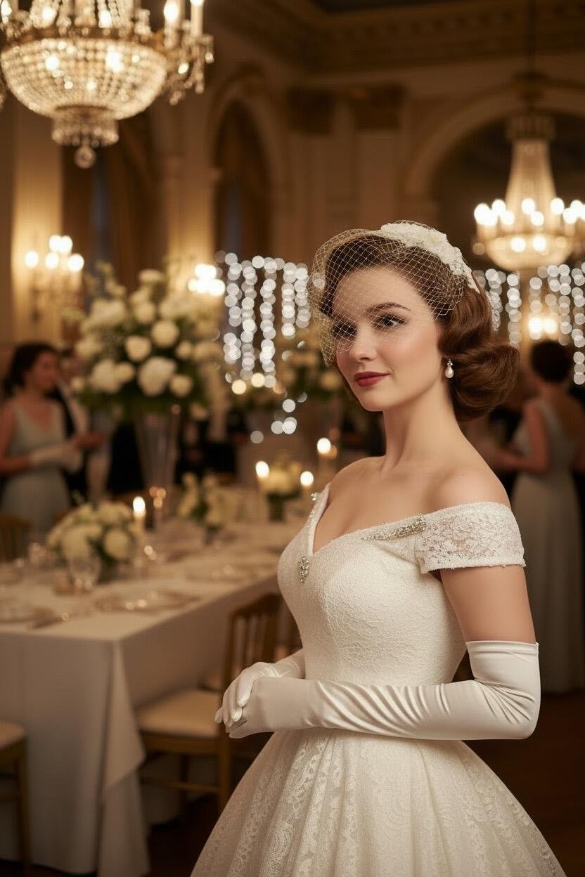 hochzeit handschuhe creme vintagemode retromode 