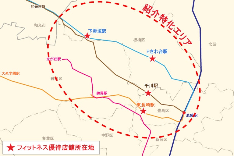 マイリトの紹介特化エリアの賃貸は、フィットネス優待の店舗に近く健康的な暮らしをサポートできる住まいとしておすすめしております