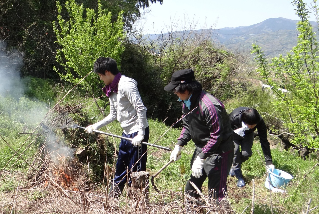 都会ではなかなか体験できない野焼き。開始時点では一面草だらけだったのが協力し合うと、あっという間に地面が見えてきました。帰路はみんな晴れ晴れとした顔でした。