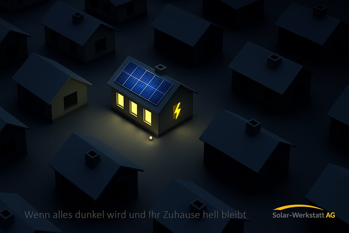 Ihr Haus bleibt bei einem Blackout hell – Solarstromspeicher, Notstromversorgung und Solaranlage von Solar-Werkstatt AG in Affoltern am Albis, Zürich.