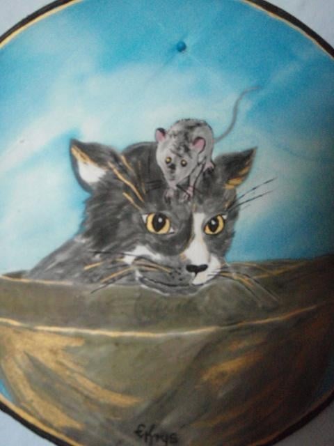 rundes Fensterbild aus Seide