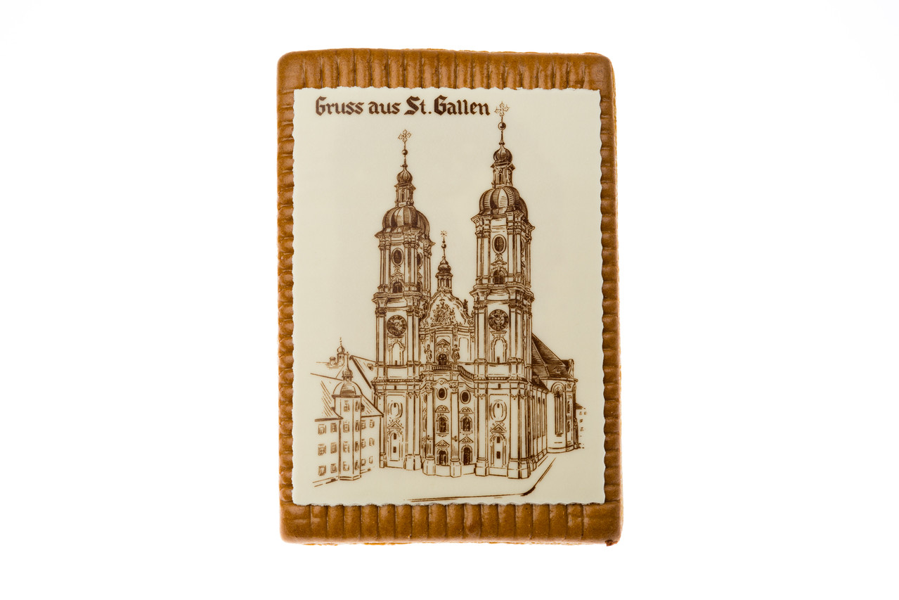 St. Galler Biber mit Klosterbild aus Marzipan
