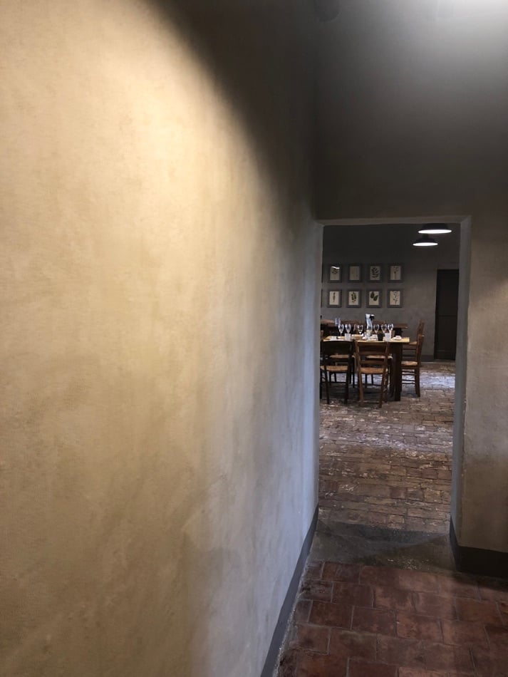 these natural lime walls surrounded us when having our champaign