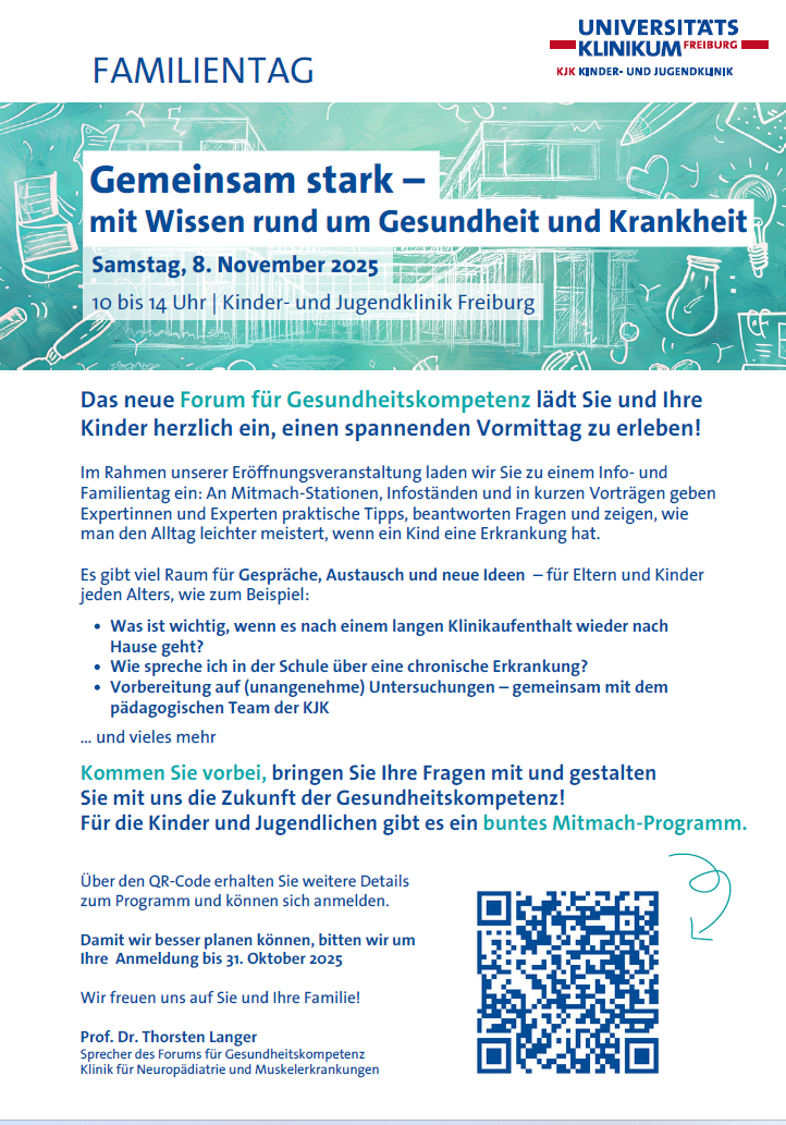 Die Kinder- und Jugendklinik Freiburg lädt zum neuen Forum für Gesundheitskompetenz ein