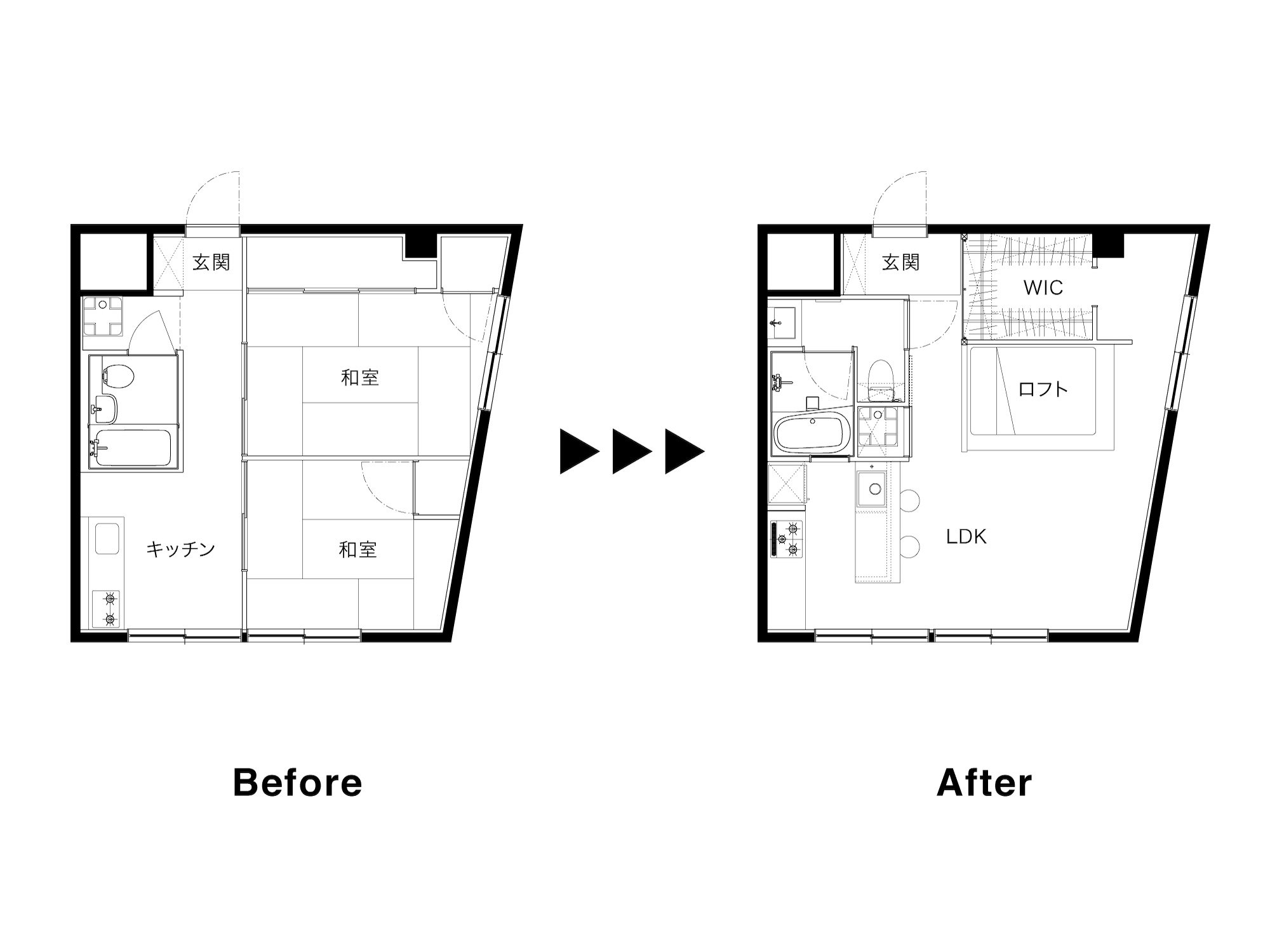 五反田のリノベーションのビフォーアフター