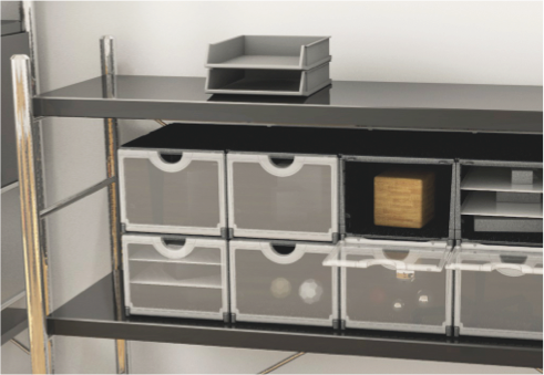 Regal-Boxen im Büro 