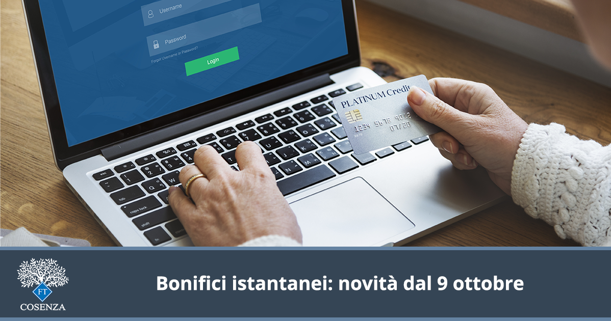 Bonifici istantanei: dal 9 ottobre verifiche sui beneficiari