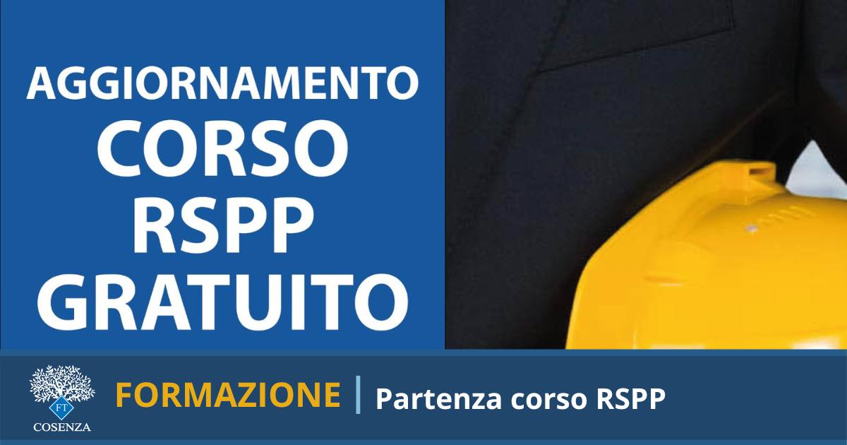 15 novembre 2024 Aggiornamento Corso RSPP gratuito