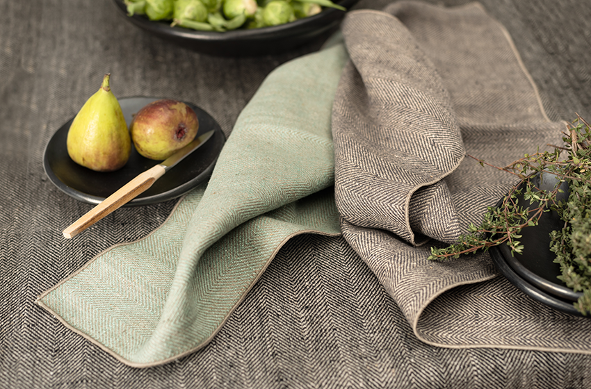 Leinentuch mit Fischgrat Muster, klassische Handtücher, Geschirrtücher mit Fischgrät Muster