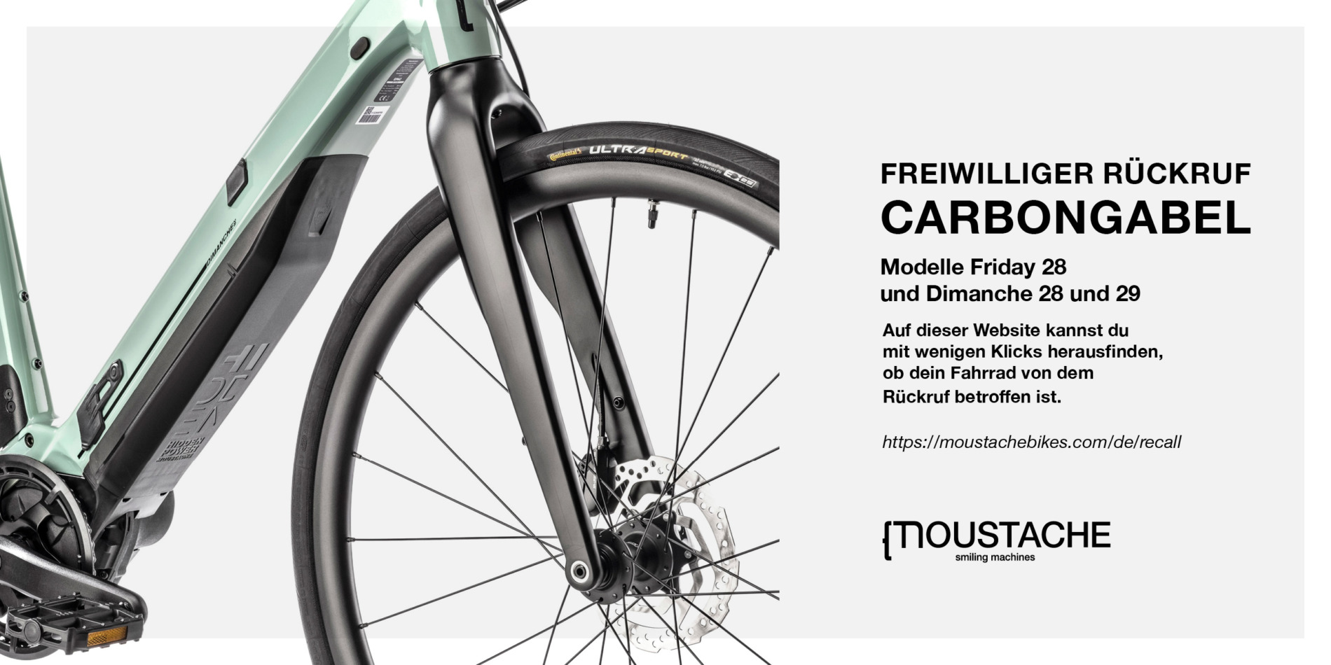 Moustache informiert über Rückruf von Carbongabel
