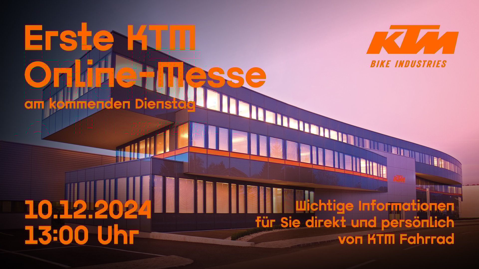 Einladung zur 1. KTM FAHRRAD Online-Messe